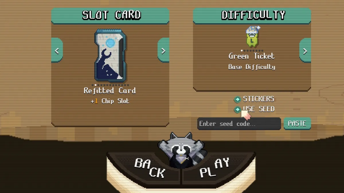 The seed input screen — paste your code here before starting