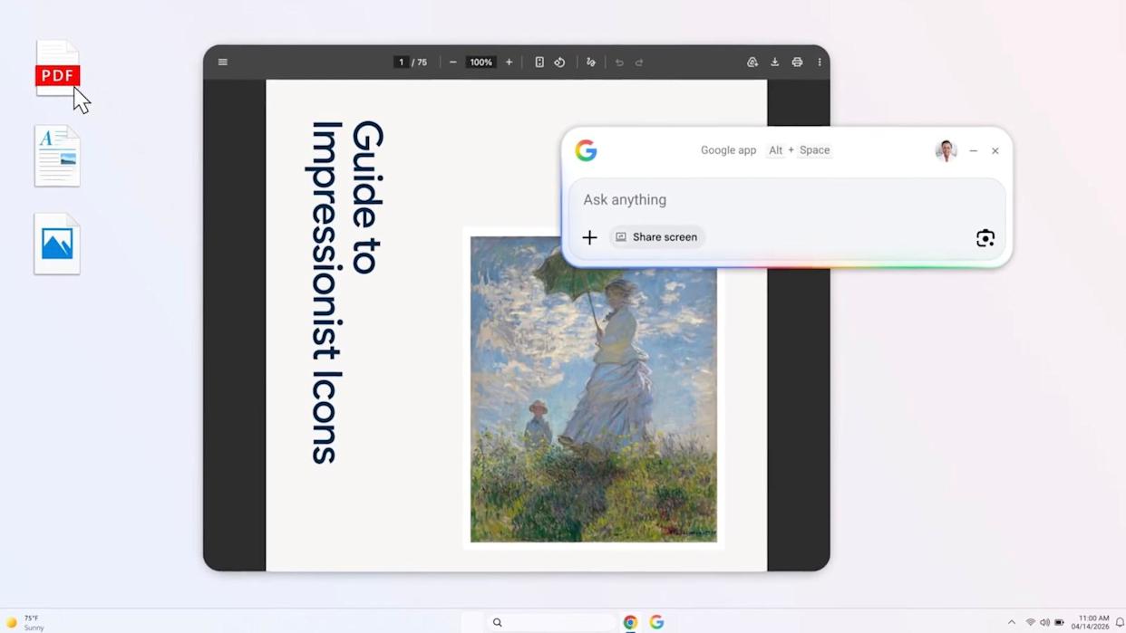 The app integrates with Google Drive and local files for comprehensive search