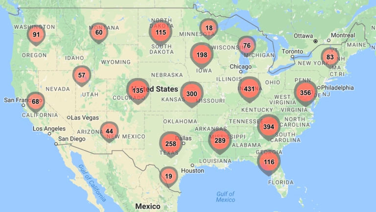 A map with marker clusters