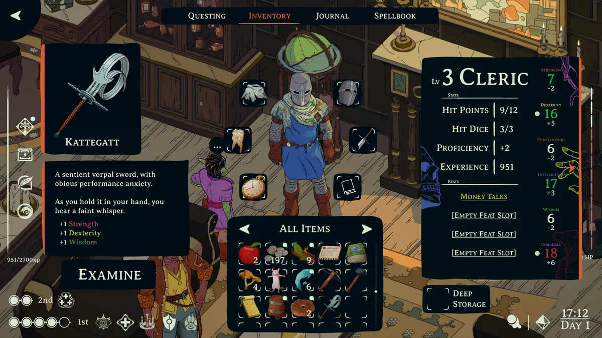 Esoteric Ebb's Cleric protagonist, designed for maximum gameplay versatility and narrative depth