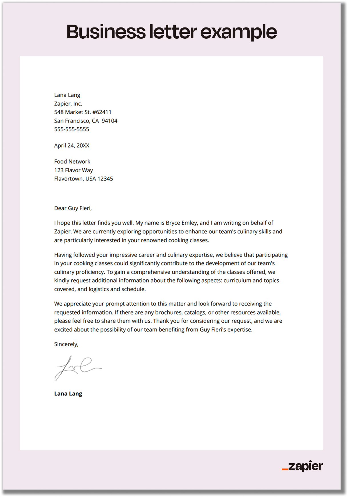 Standard block format remains the most professional layout for formal business correspondence