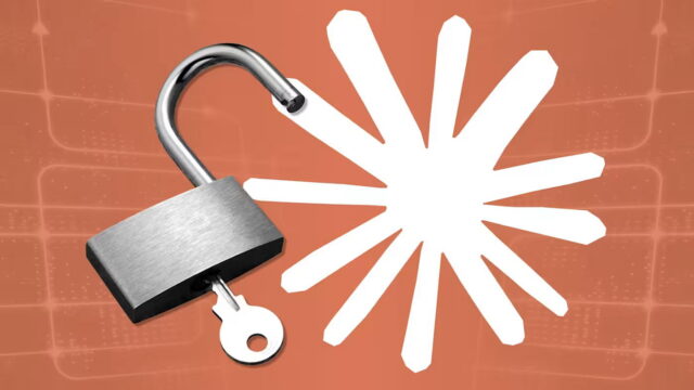 A paper cutout of Anthropic's logo and a padlock next to it