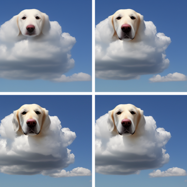 AI-generated image of dogs, showing the detail level current tools can achieve