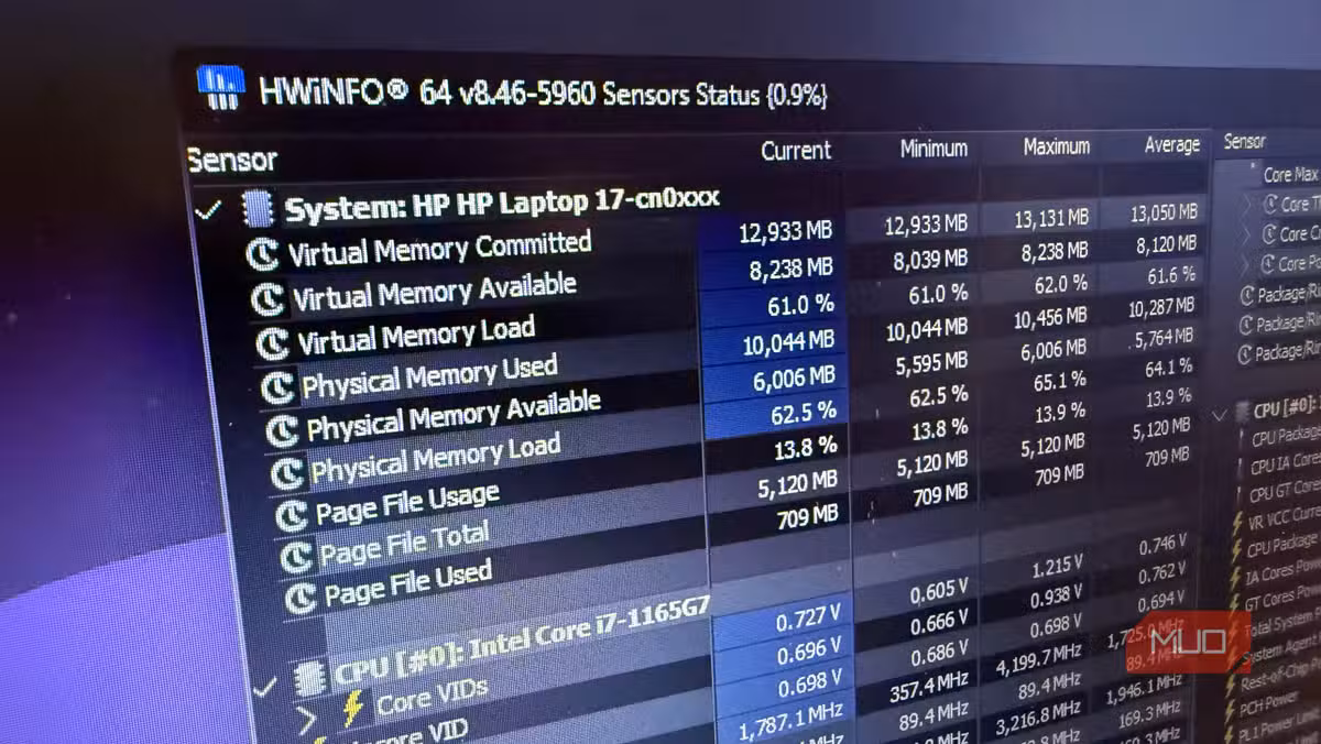 HWiNFO displays detailed hardware sensor data that Windows tools cannot access