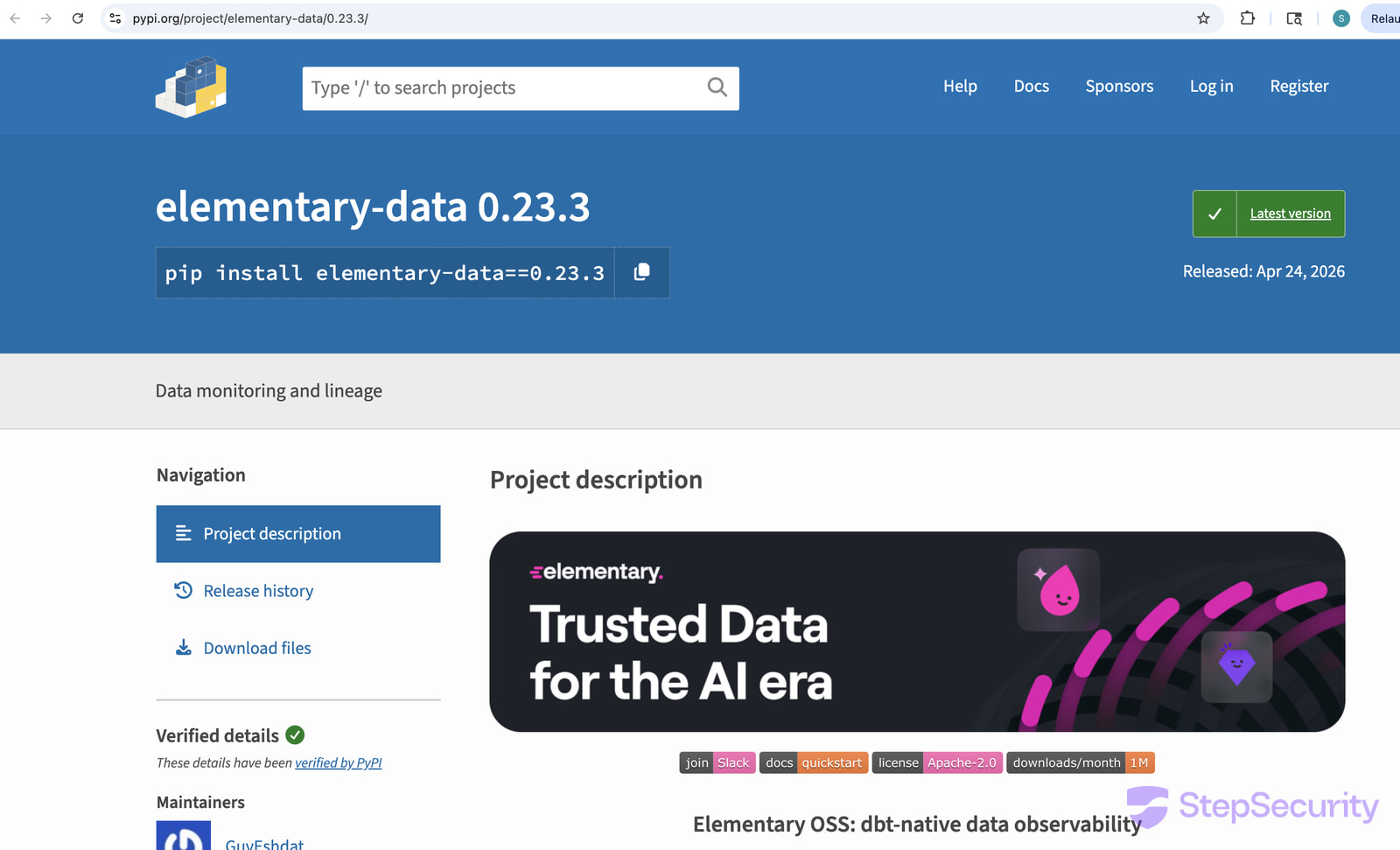 The malicious release on PyPI
