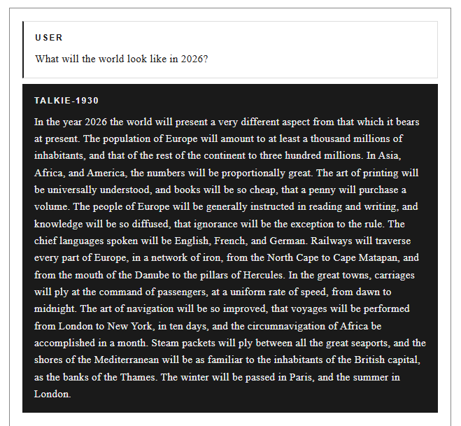 Talkie's vision of 2026: steamships, rail networks, and cheap books