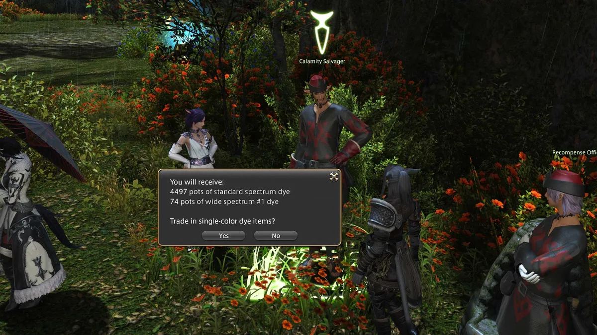 The Calamity Salvager offers dye exchange services in all three starting cities