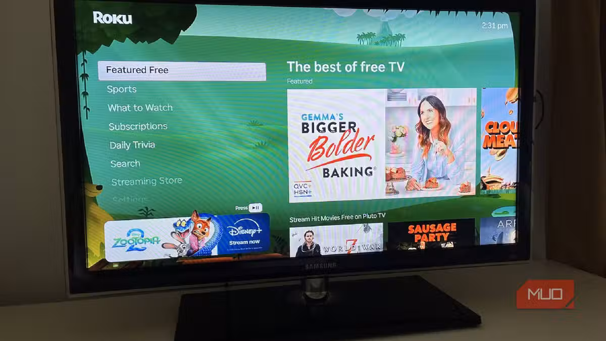 Roku's Featured Free menu on the home screen surfaces content from dozens of free streaming apps