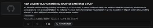 Wiz Threat Center query identifying vulnerable GitHub Enterprise Server instances