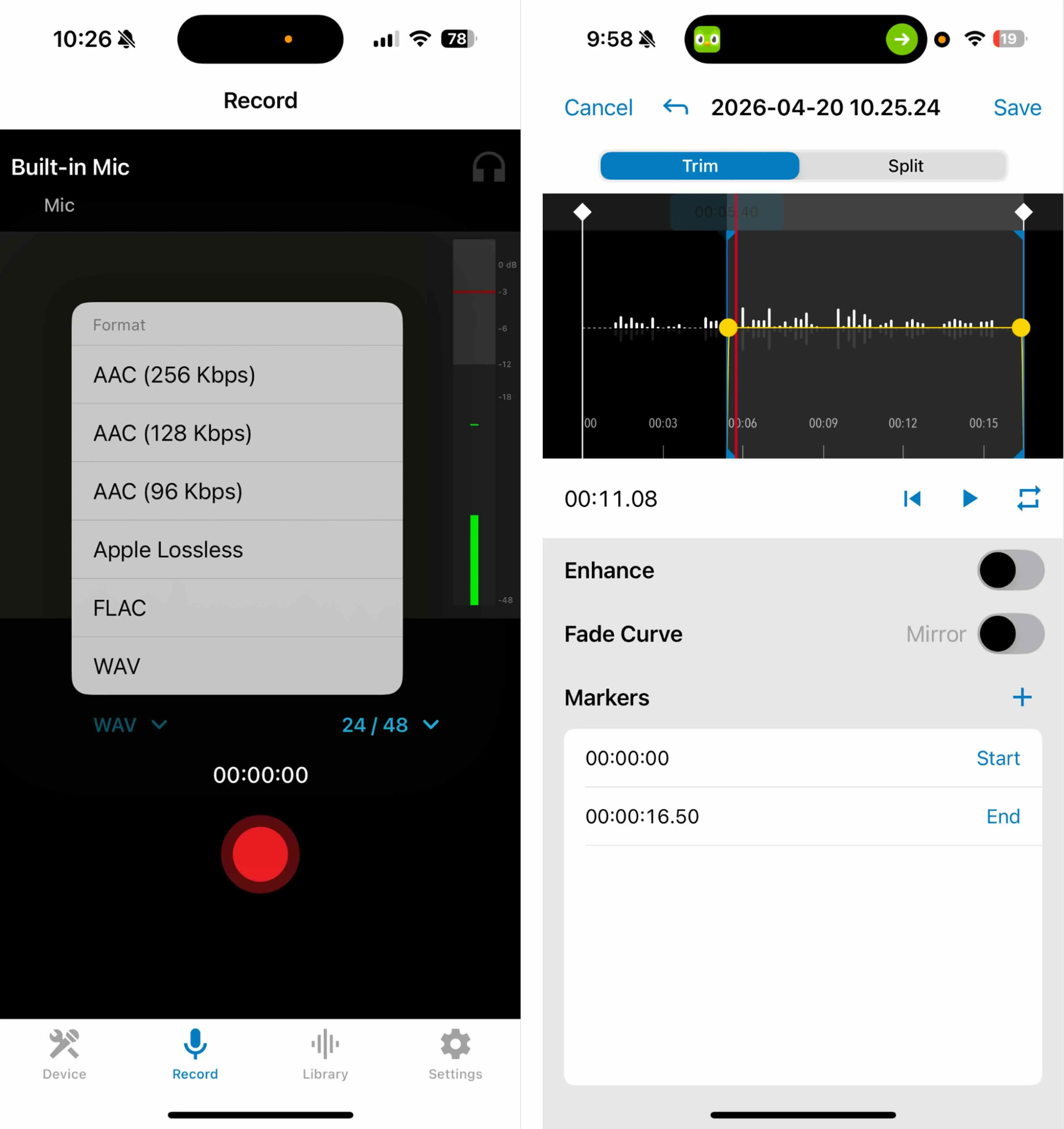 MOTIV Audio delivers the cleanest audio quality among the apps tested
