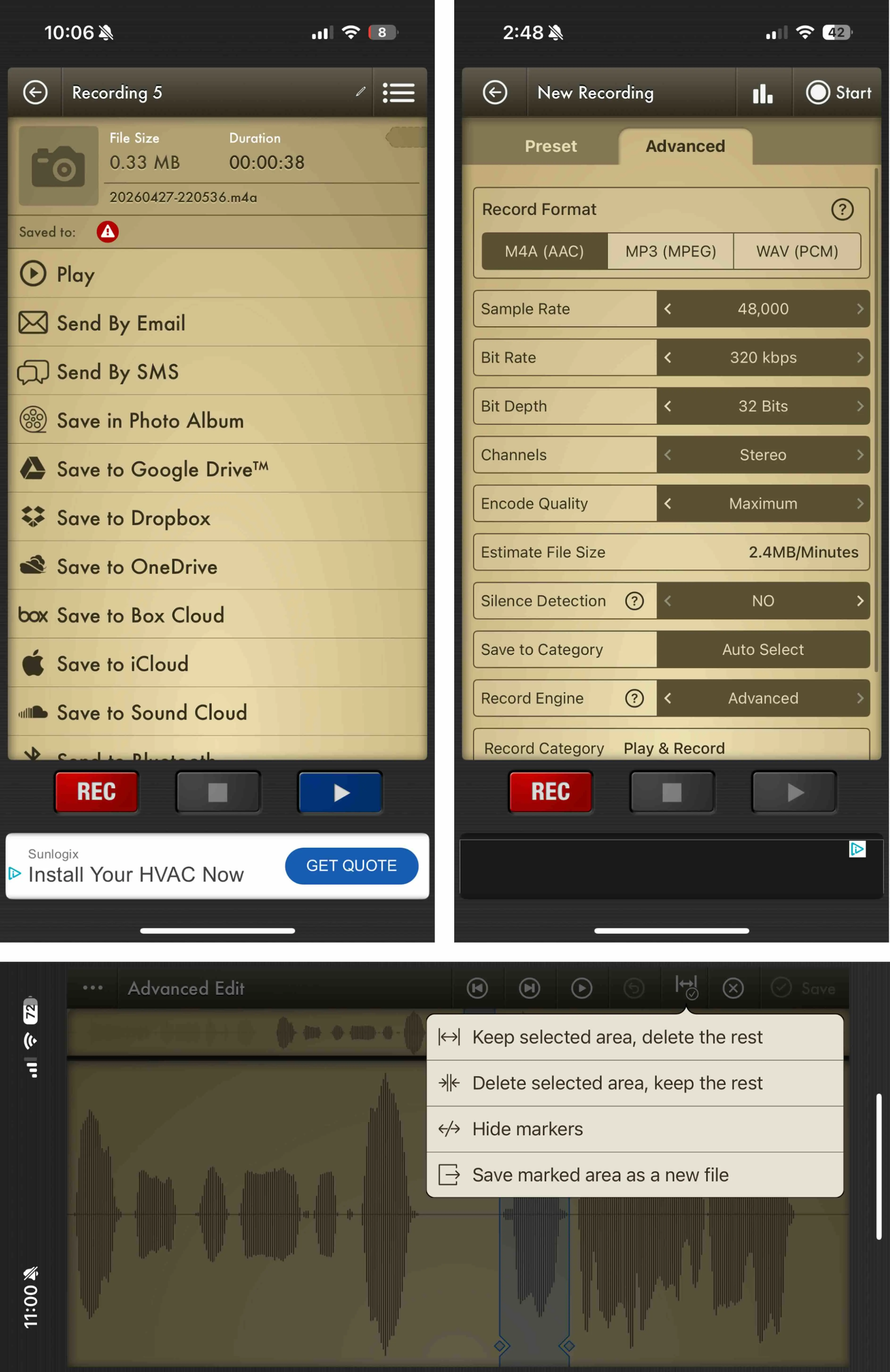 Voice Record Pro gives power users granular control over recording settings