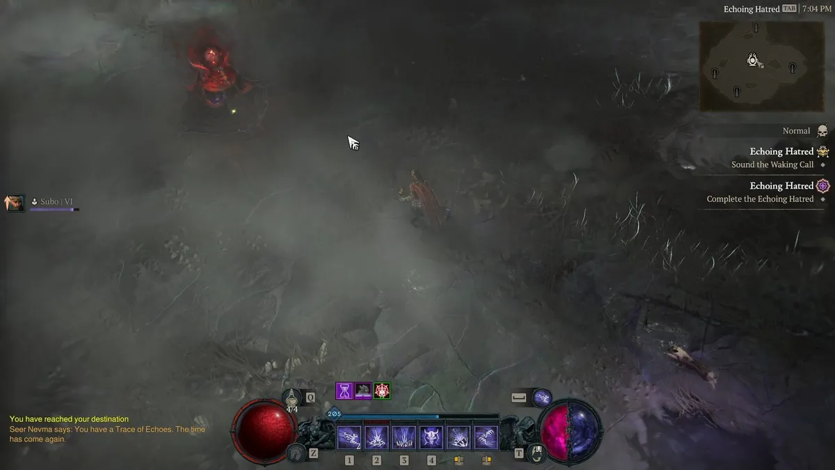 The Echoing Hatred arena starts empty before waves of demons pour in