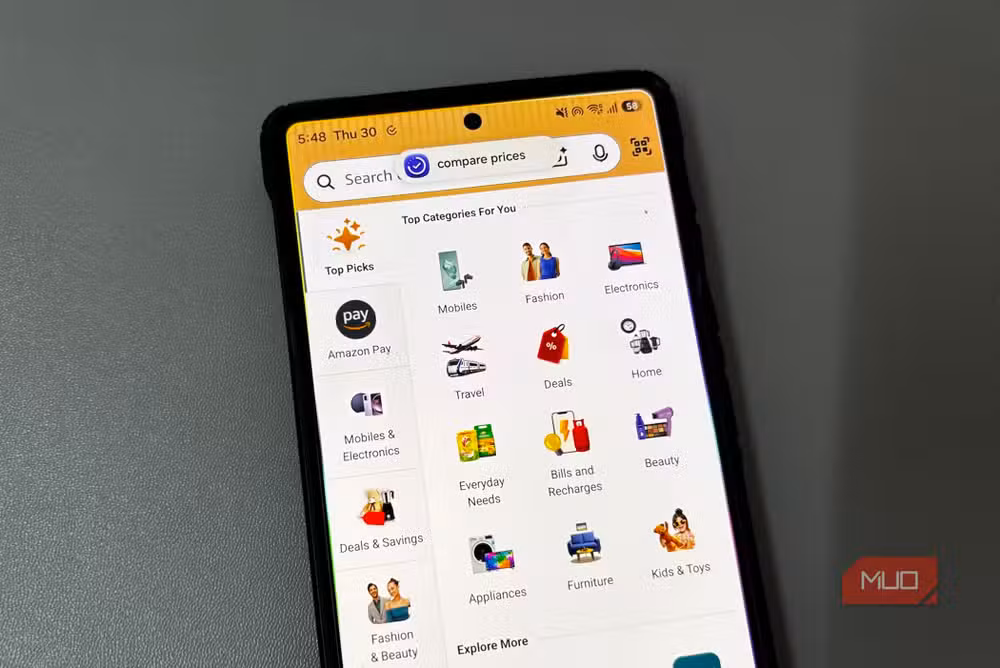 Bixby reminder appearing inside the Amazon app