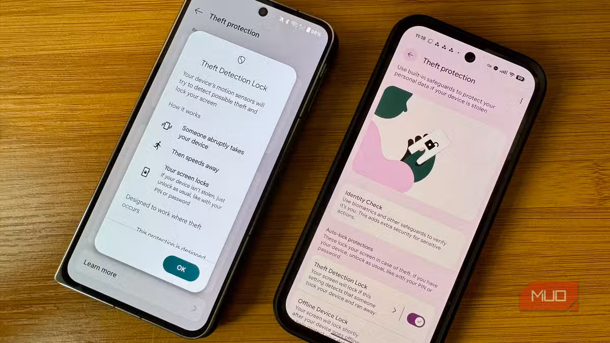 Theft Detection Lock settings in Android's Theft Protection menu
