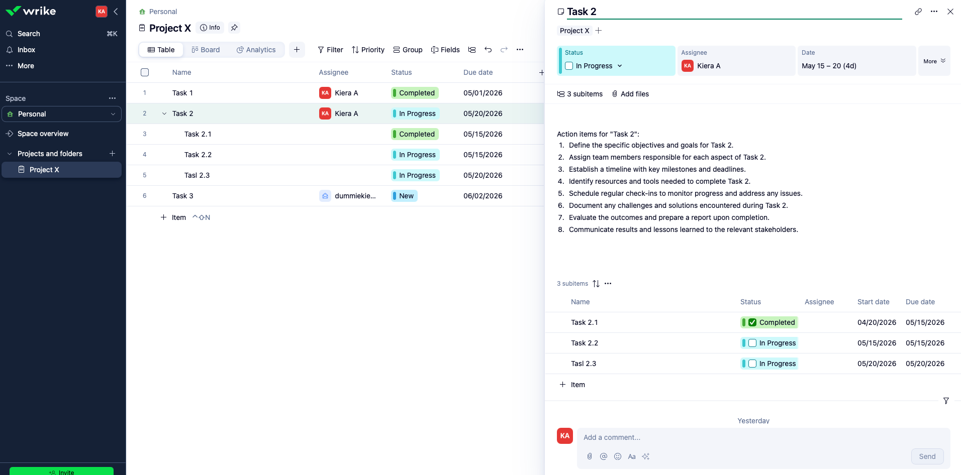 Asana's flexible structure handles diverse project types within one workspace