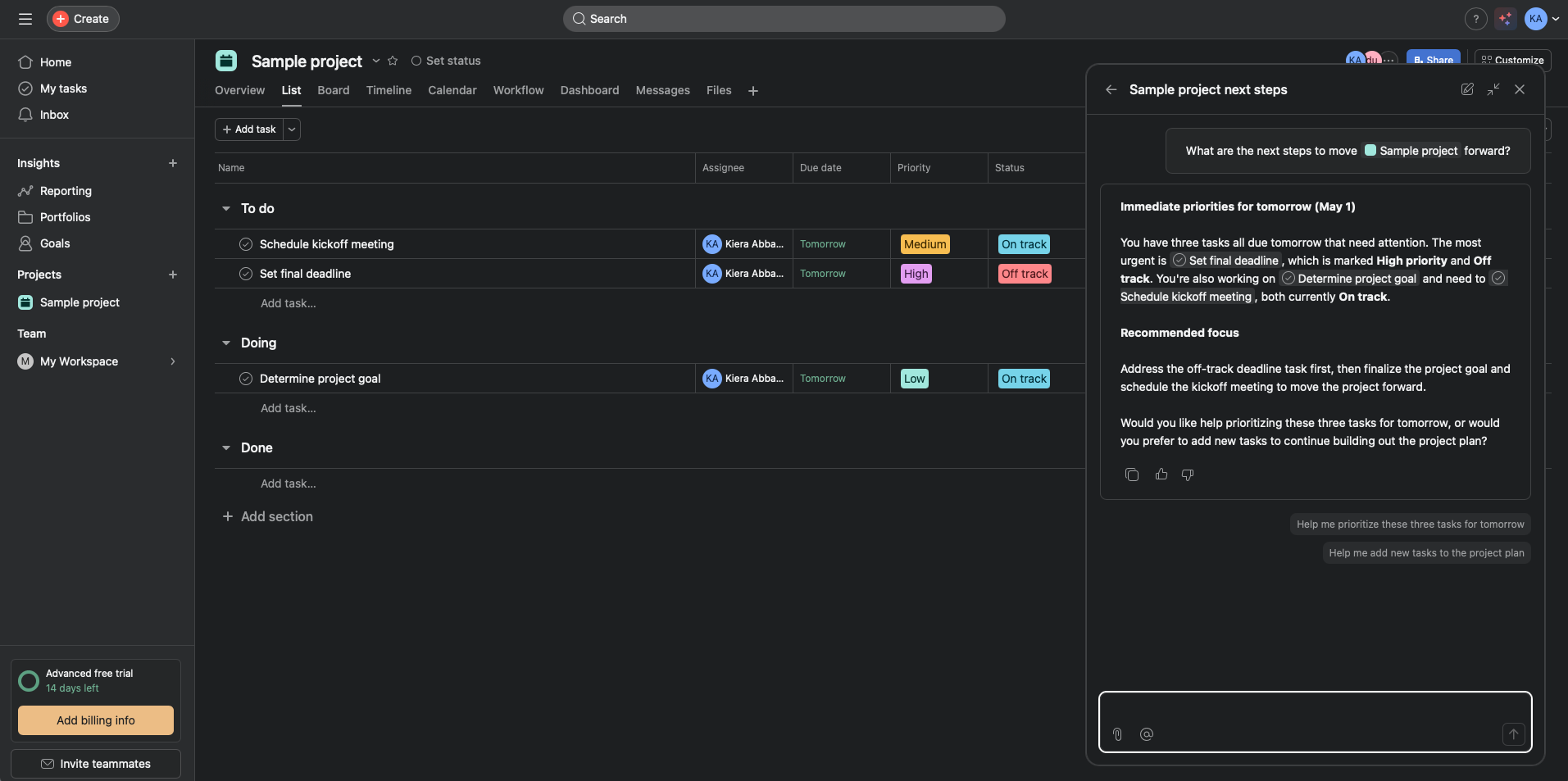 Each tool offers different views and workflows for small team project management
