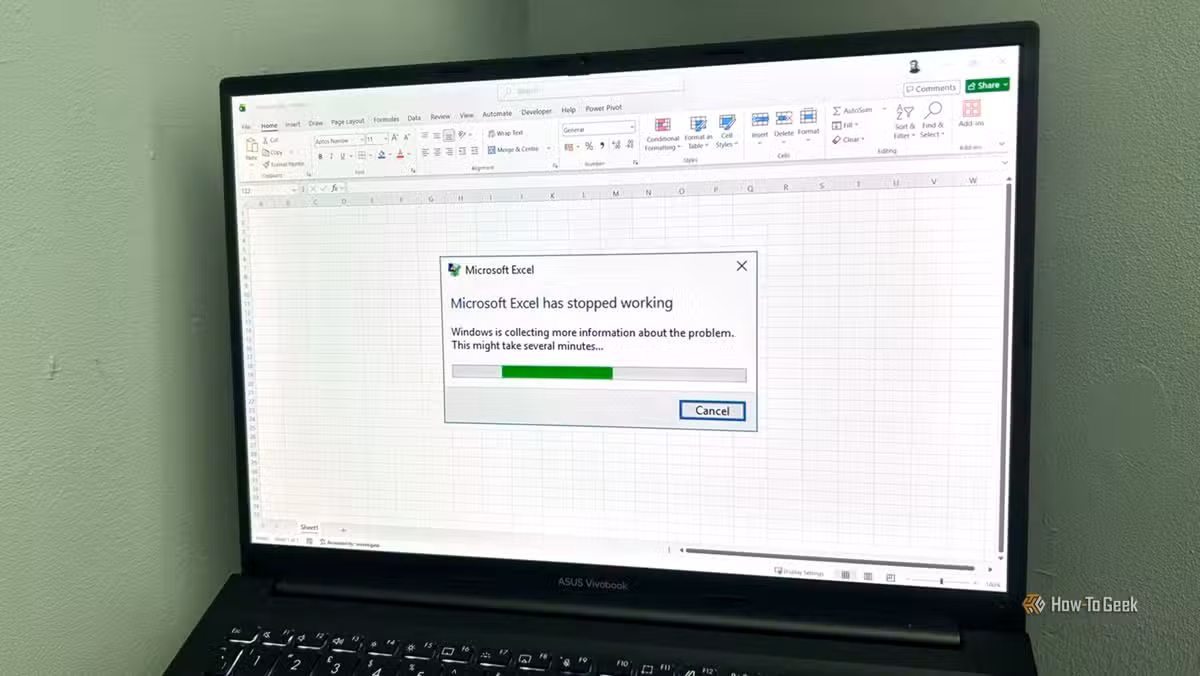 Excel's "has stopped working" alert is often triggered by volatile formula overload, not hardware failure