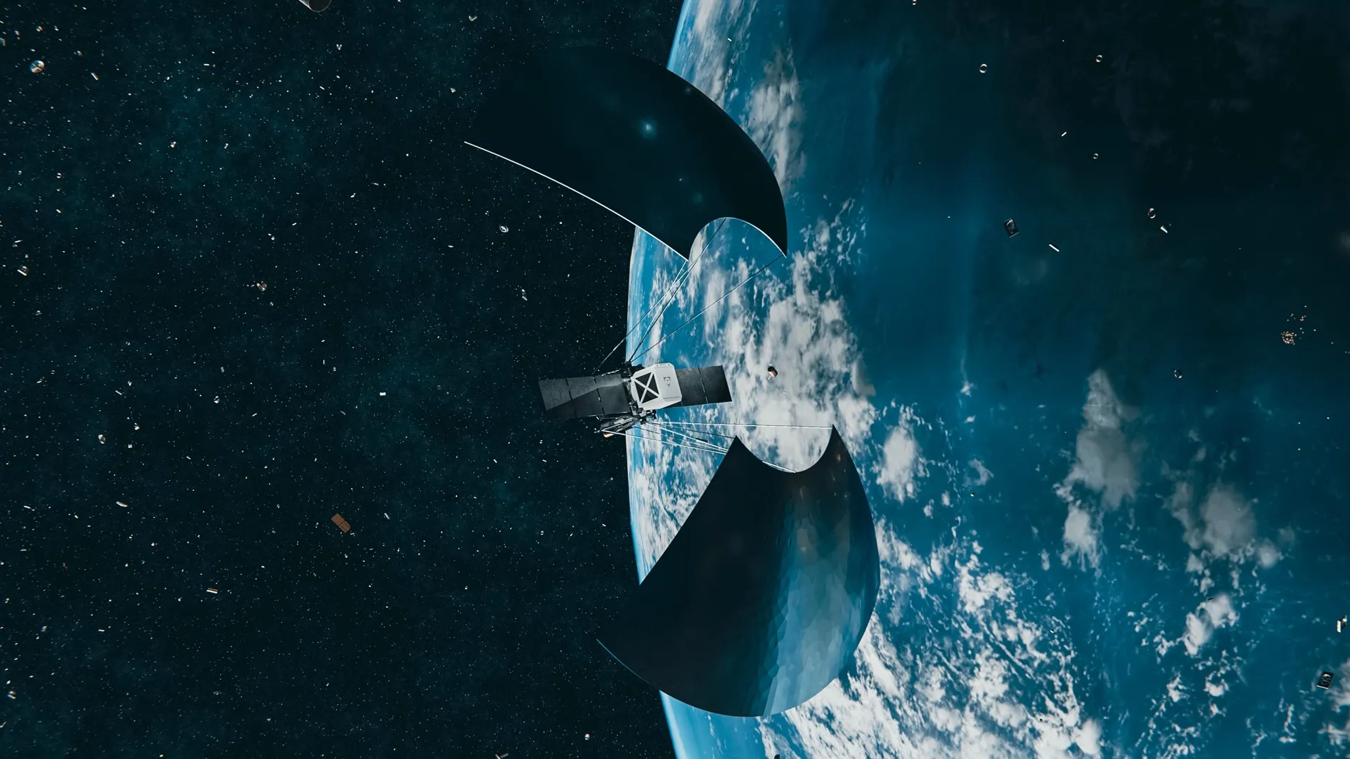An artist's illustration of Portal Space Systems' planned orbital debris removal spacecraft