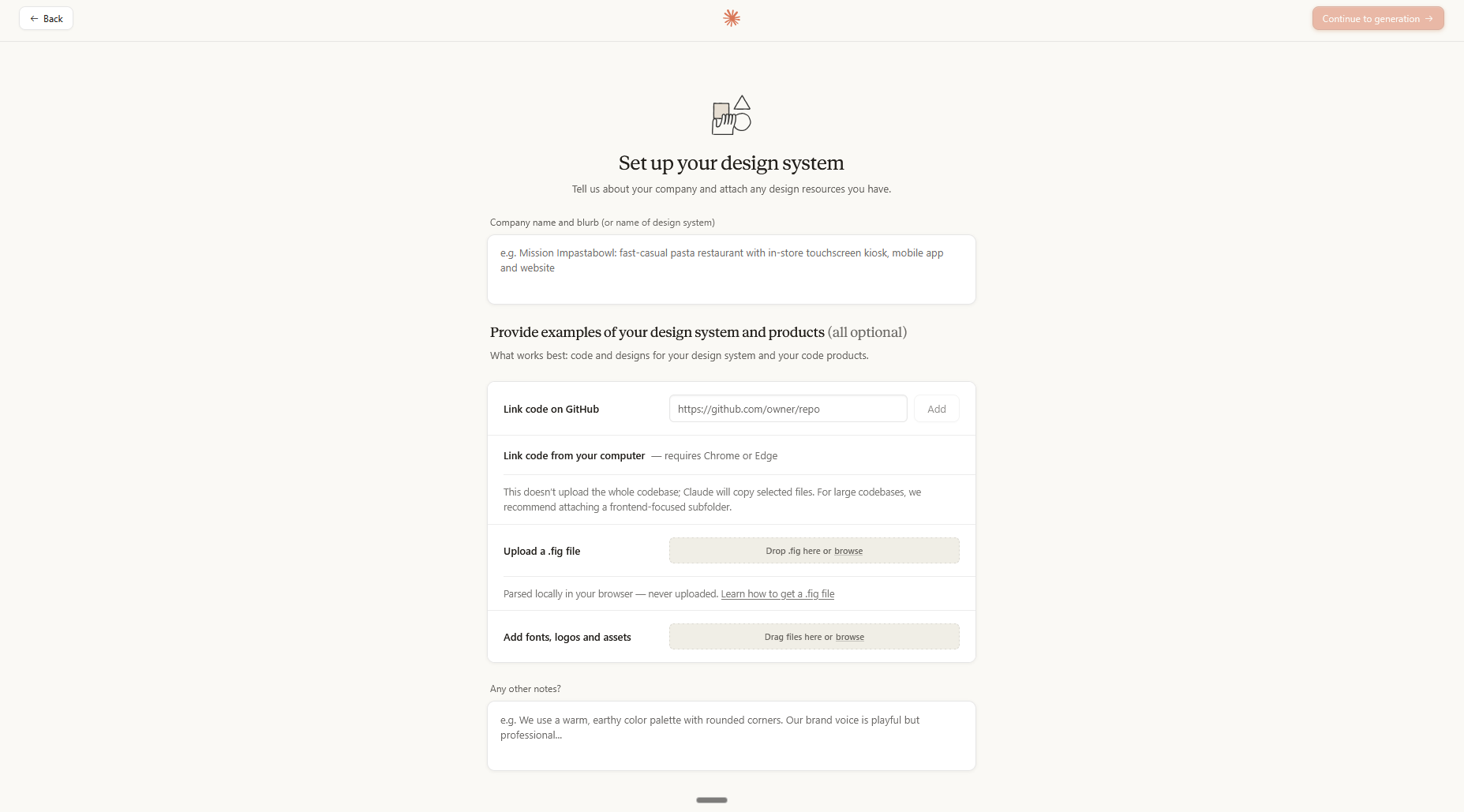 Designs can be handed off to Claude Code for development