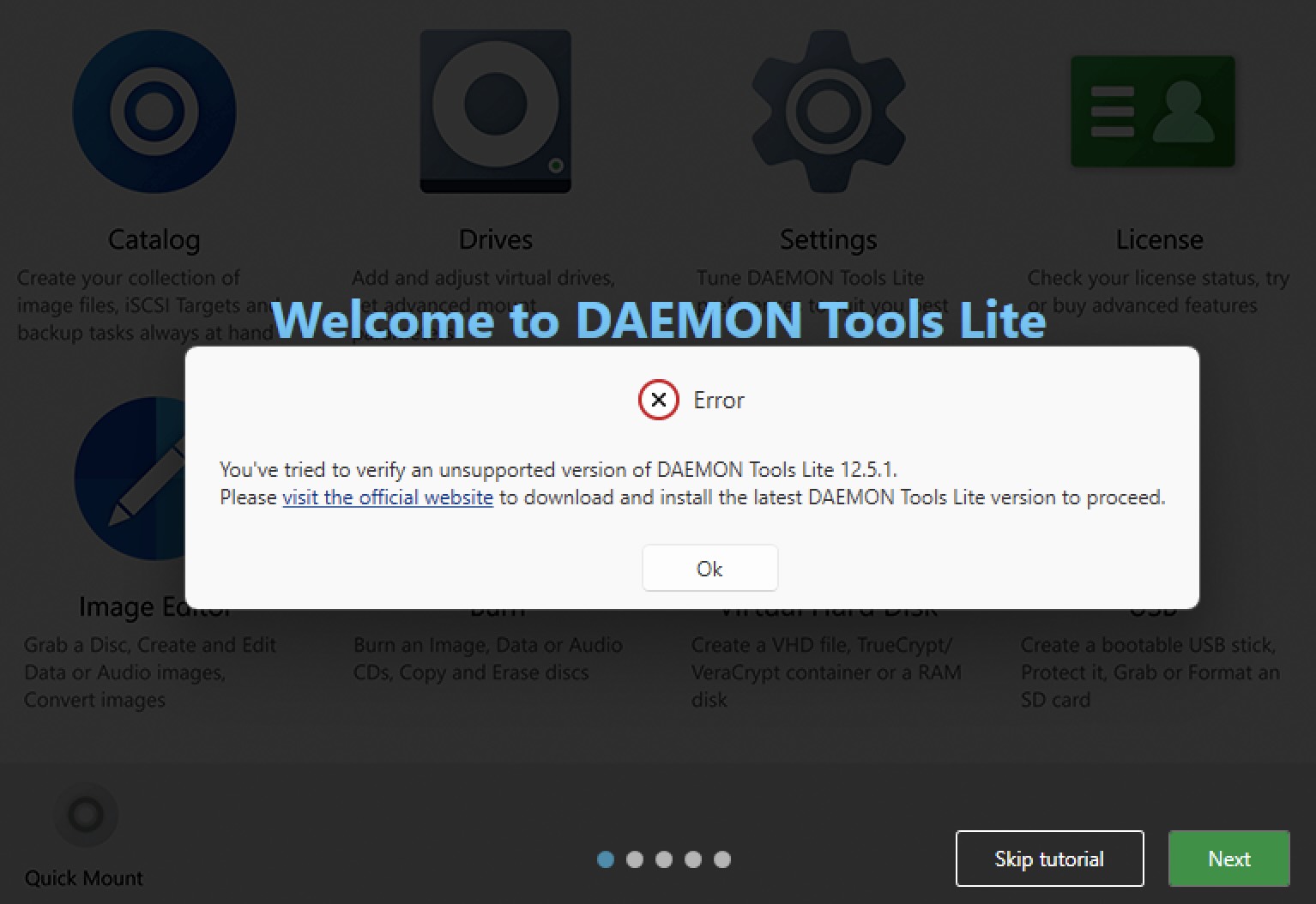 DAEMON Tools Lite 12.5.1 warning