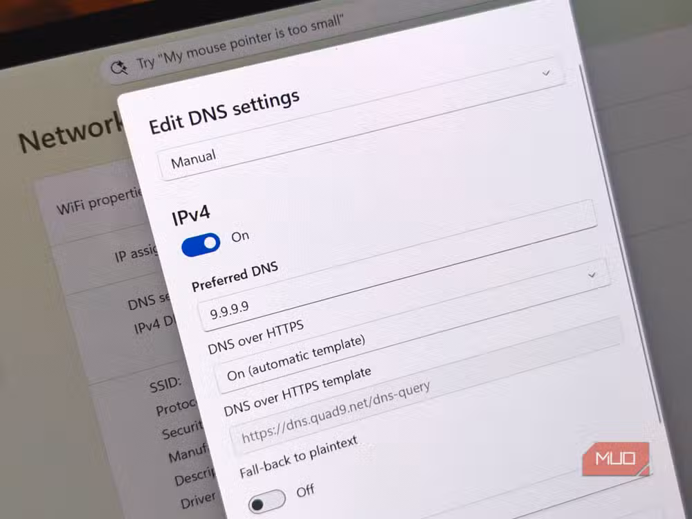 Configuring Quad9 DNS with encrypted-only mode on Windows 11