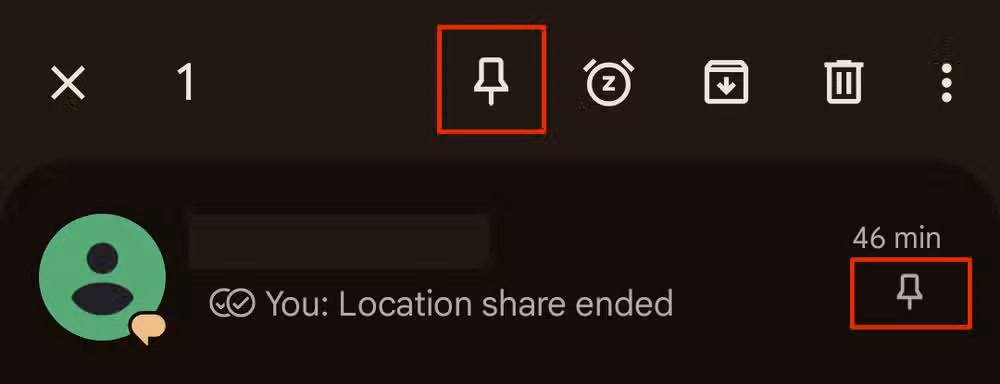 Pinned conversations stay at the top of your inbox regardless of when the last message arrived