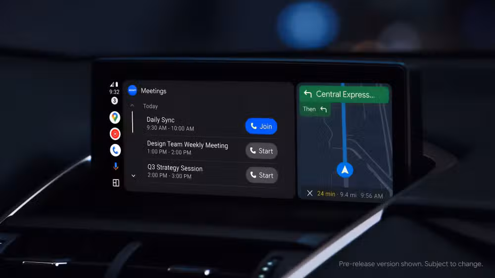 Zoom on Android Auto shows only basic controls while driving