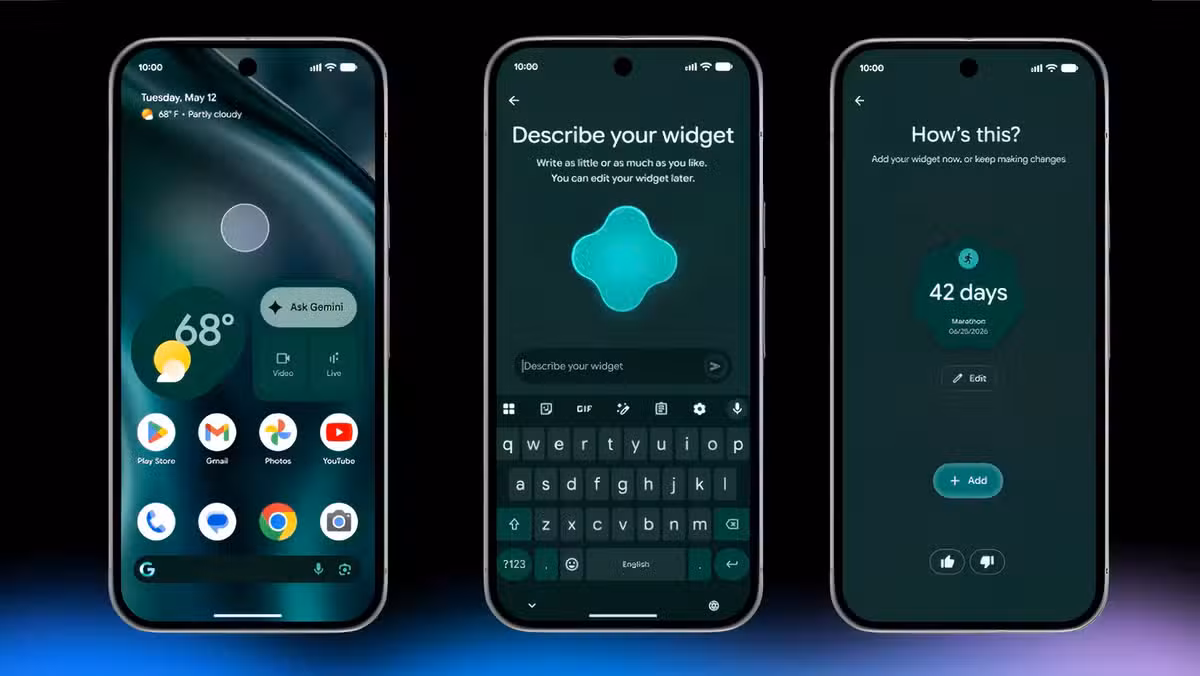 Google's Create My Widget interface for building custom AI widgets