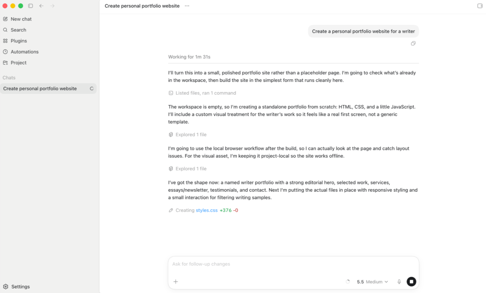 Cursor's IDE interface with integrated AI chat and inline code suggestions