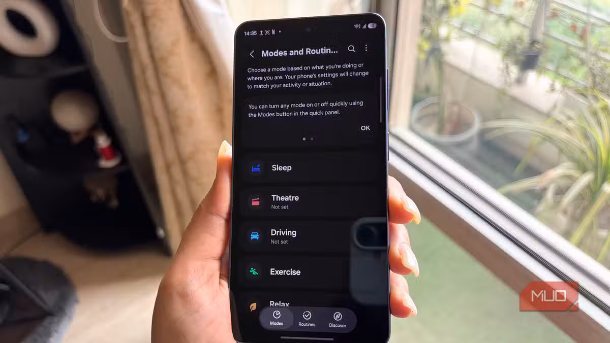 Modes and Routines configuration on Samsung Galaxy