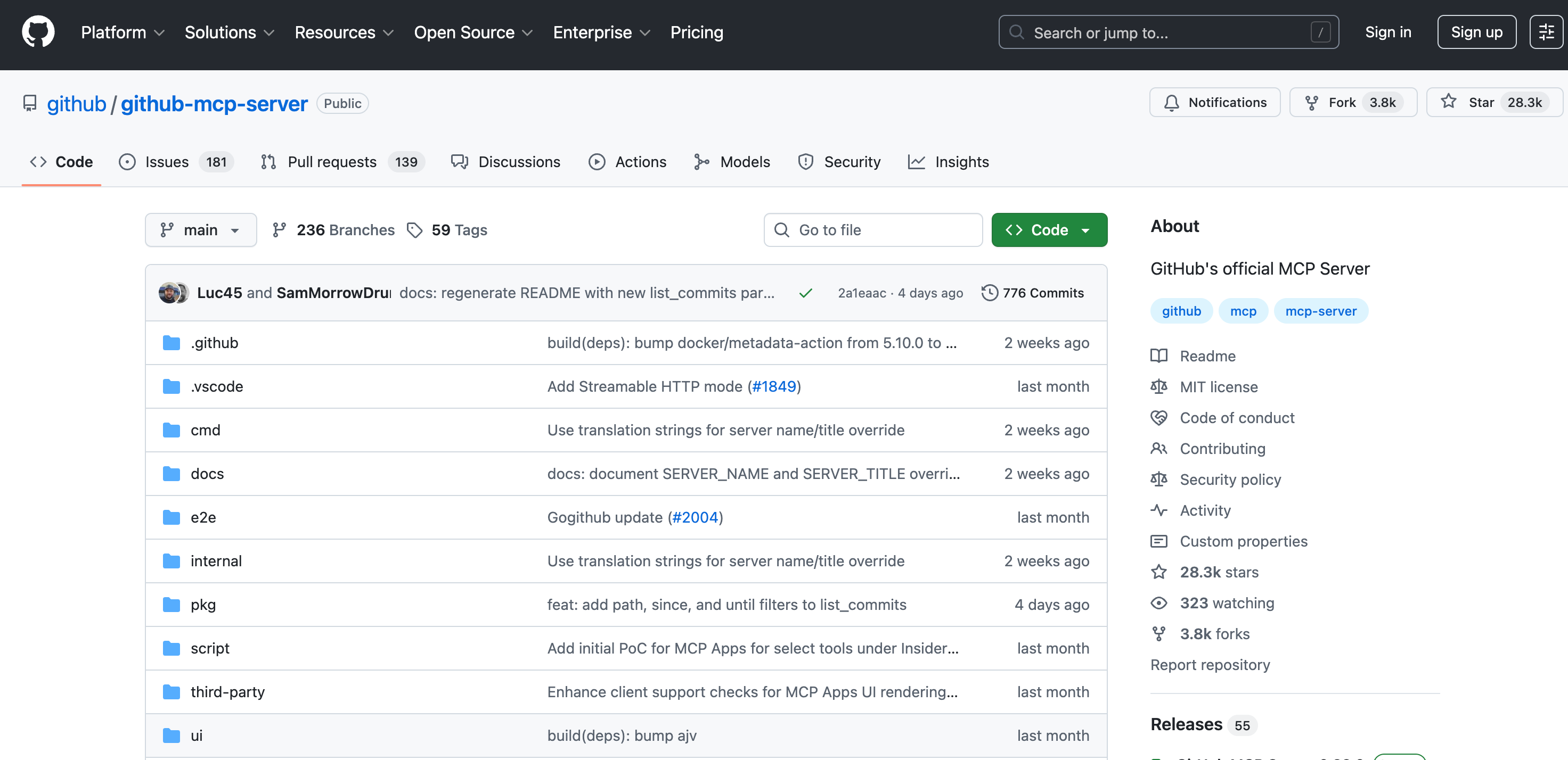 GitHub MCP server for repository management
