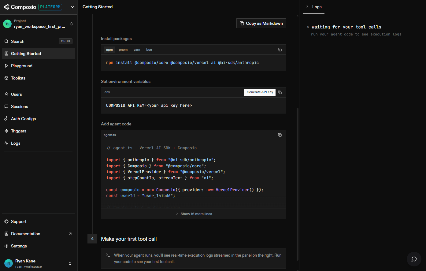 Composio's SDK requires Python or TypeScript knowledge