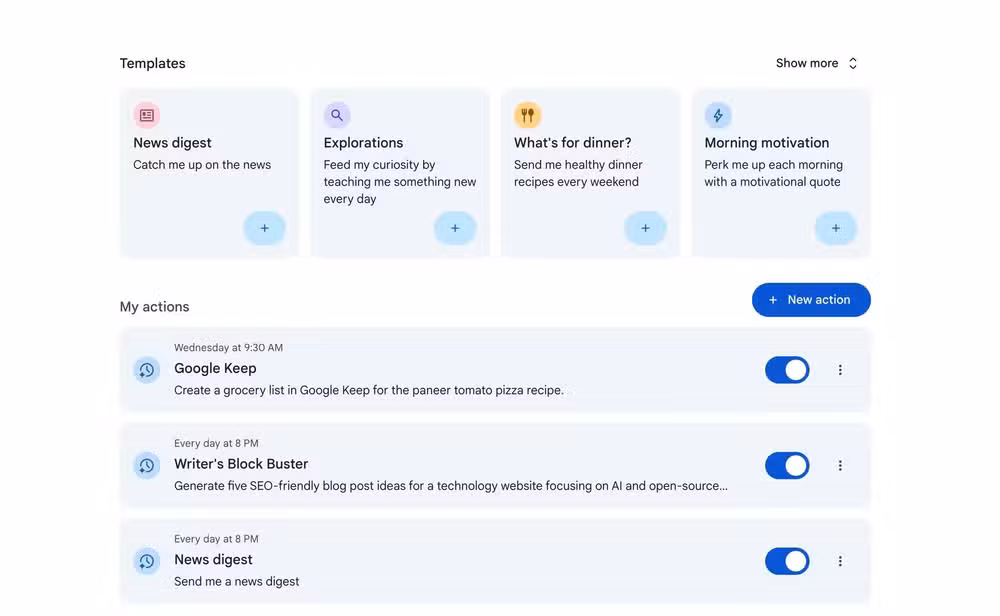 Setting up Scheduled Actions in Gemini