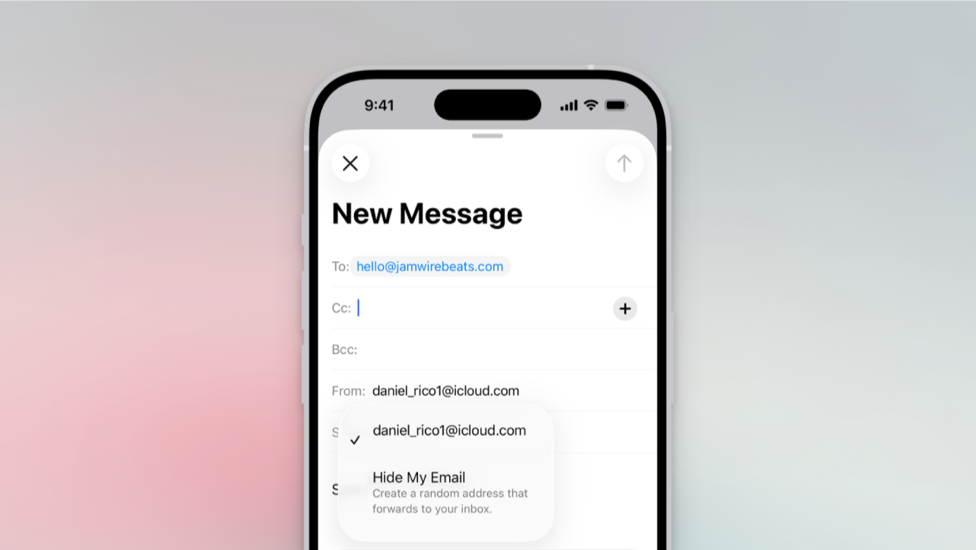 Hide My Email in Mail app.