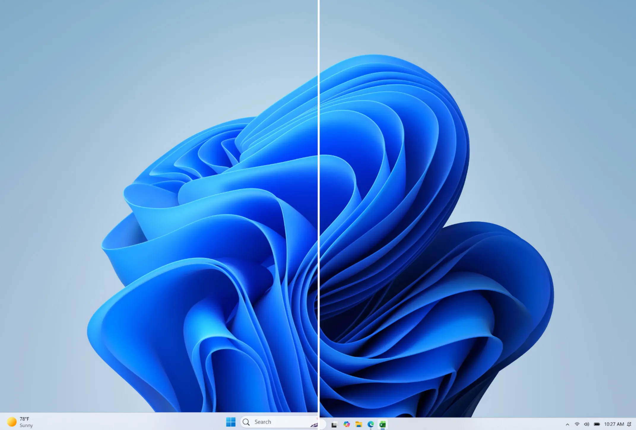 The standard taskbar (left) vs. the smaller one (right).
