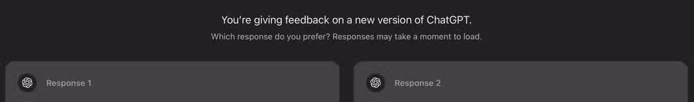 ChatGPT's feedback interface asking users to choose between response variations