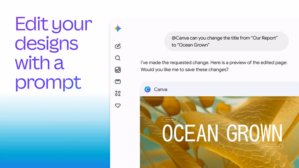 Canva's Gemini integration enables automated social media content creation from text briefs
