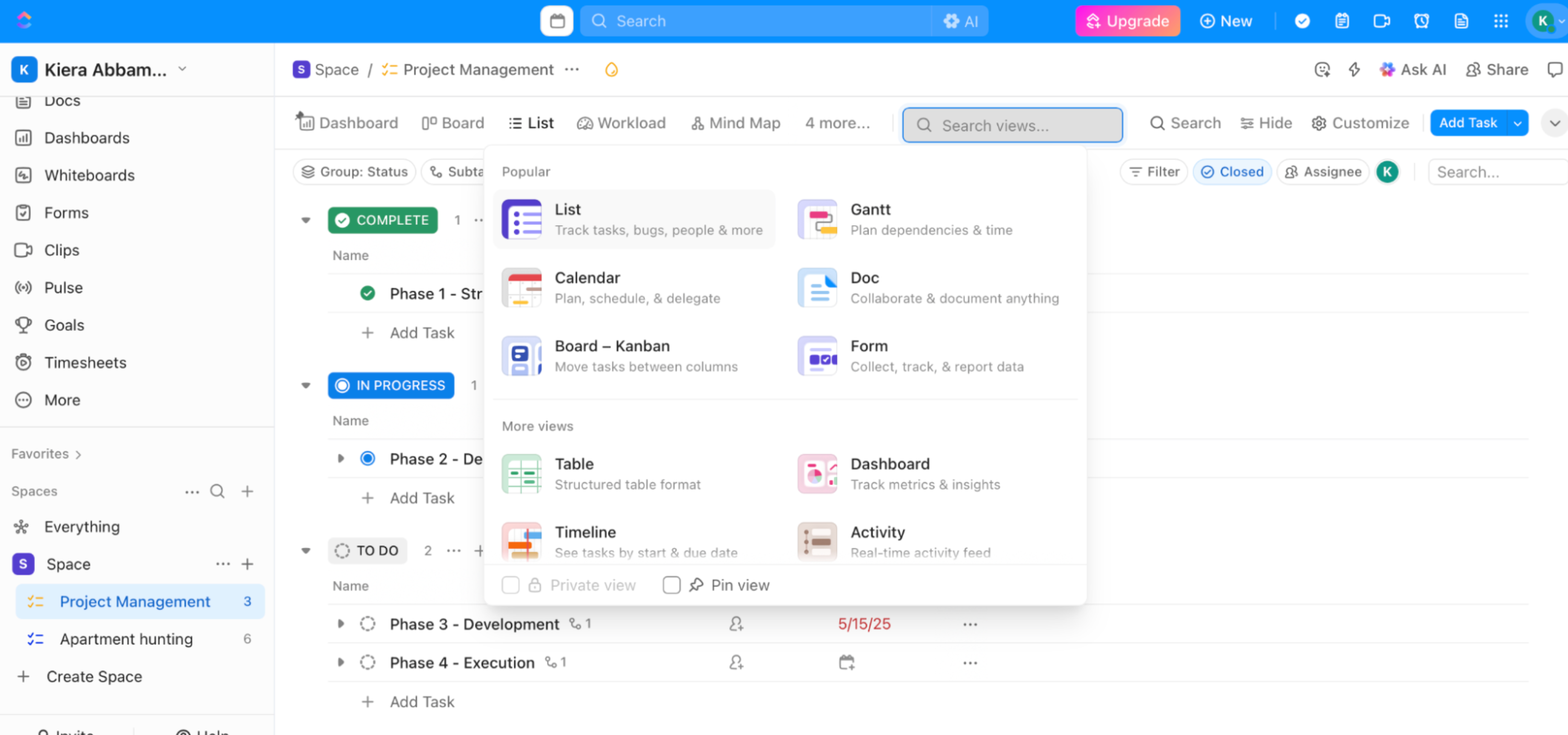 ClickUp includes built-in creative review and proofing features