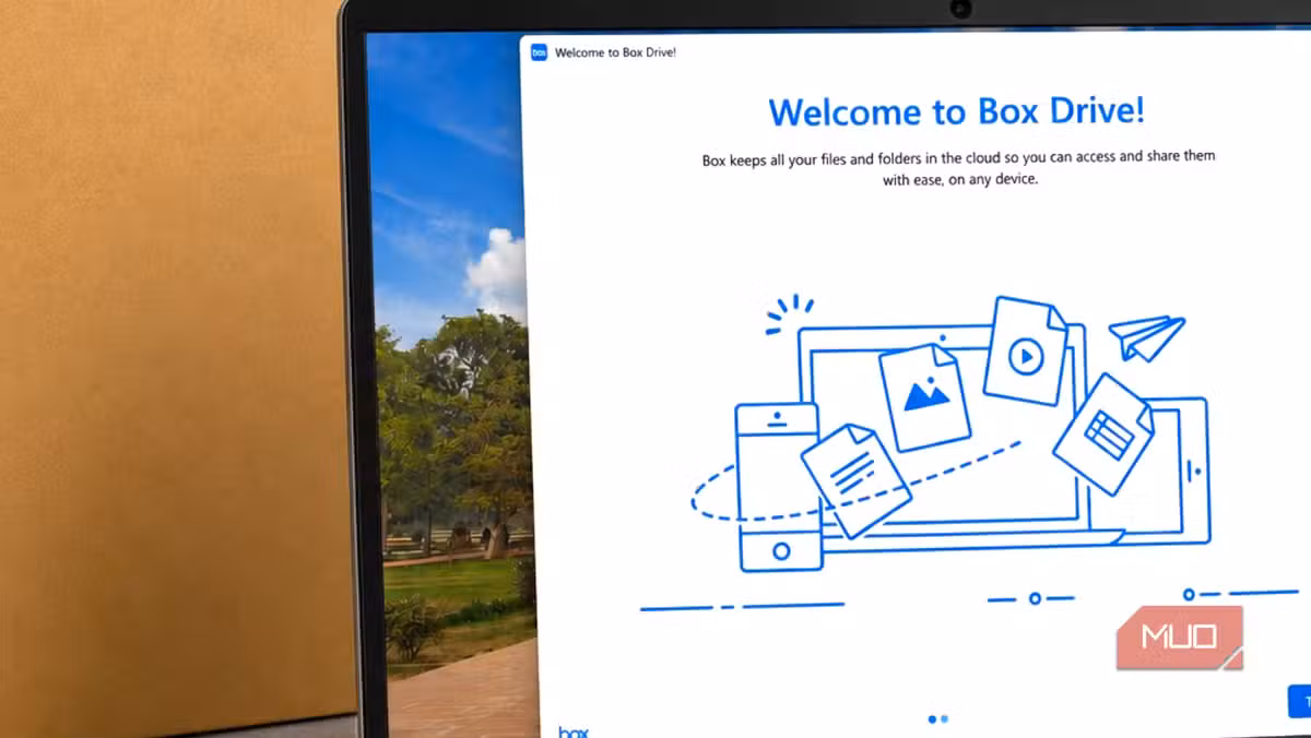 Box Drive setup screen showing local integration