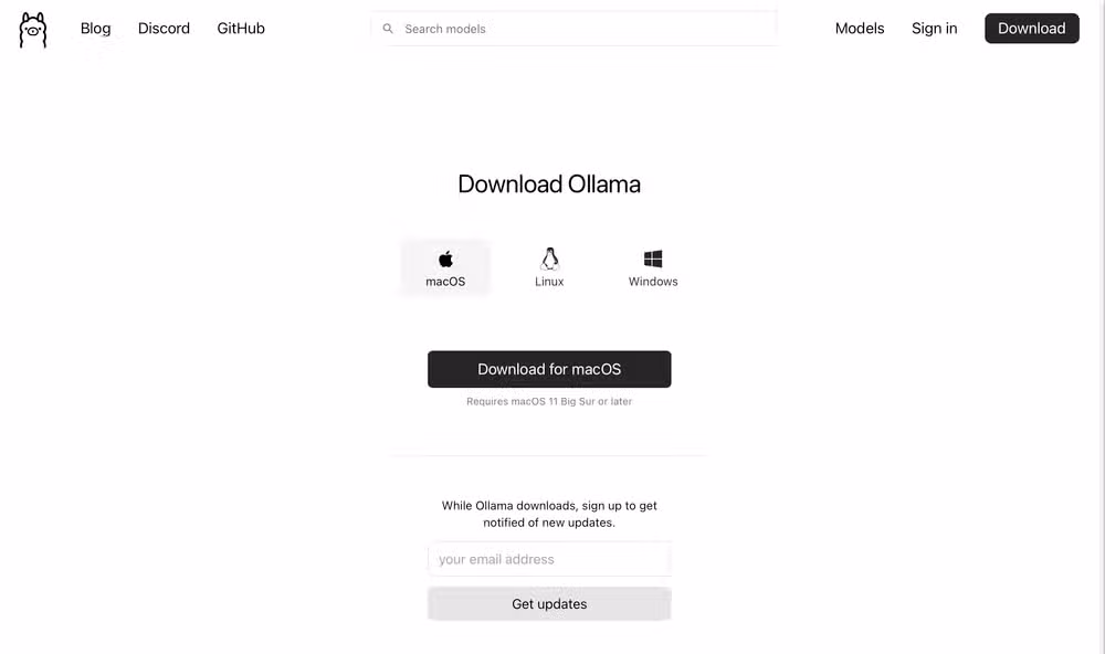 Ollama installs like any normal application on Mac and Windows