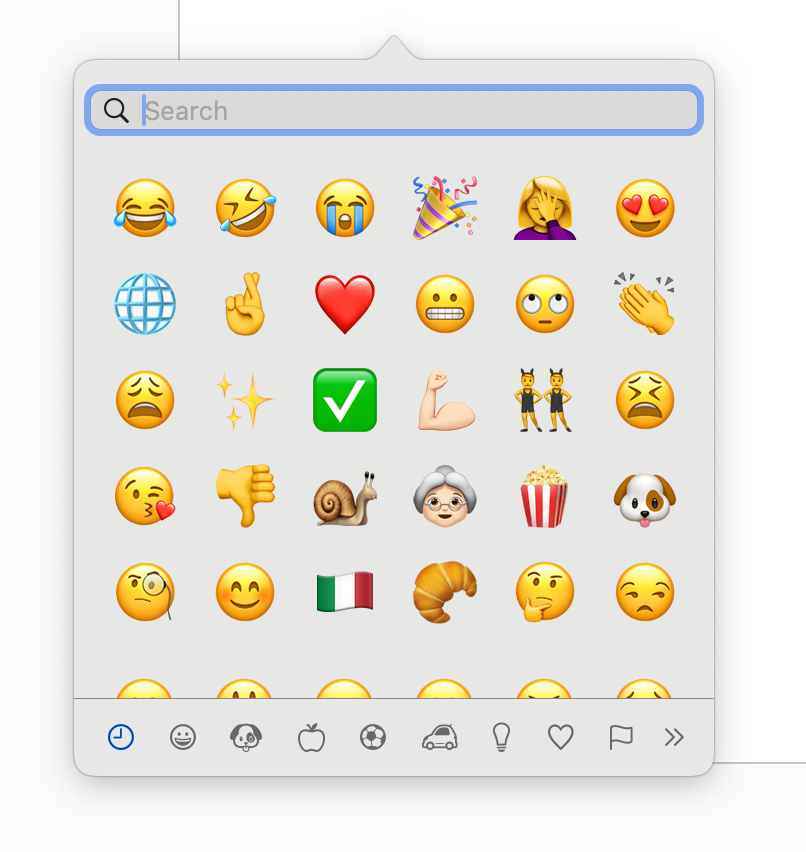The Control + Command + Space shortcut opens the same emoji panel