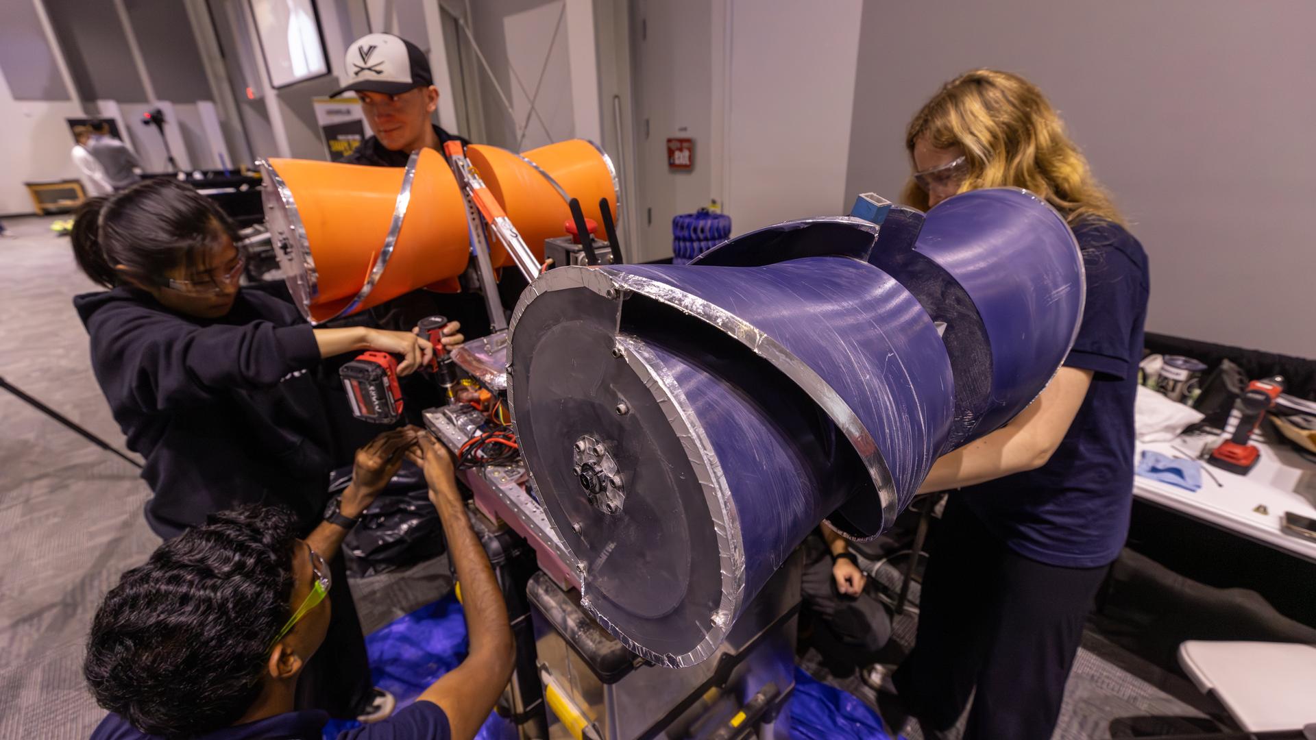 Student teams prepare their robots for testing at NASA Kennedy's Lunabotics Challenge