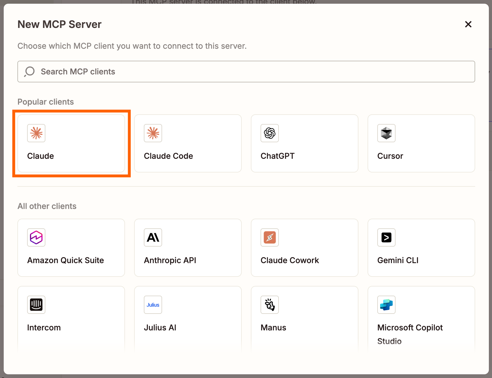 The Zapier MCP dashboard where you configure app connections
