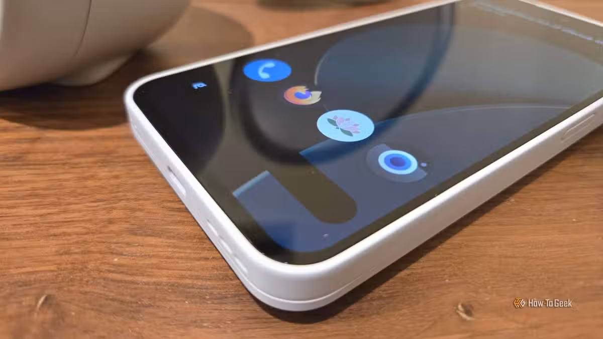 Lawnchair launcher running on a Fairphone, showing the Pixel-style homescreen without Google's mandatory search bar
