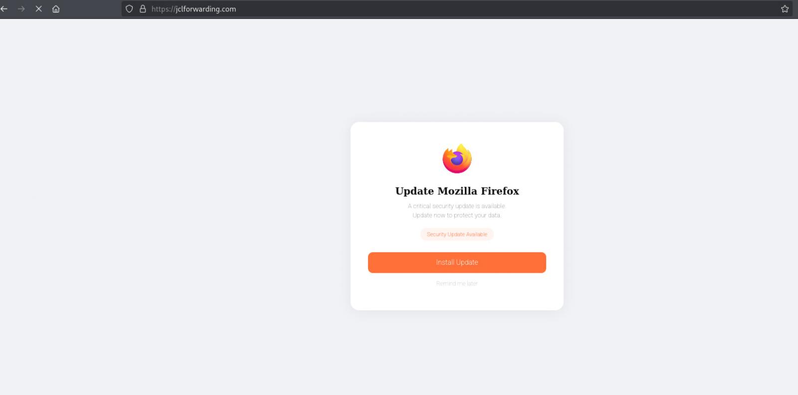 A fake update for Firefox