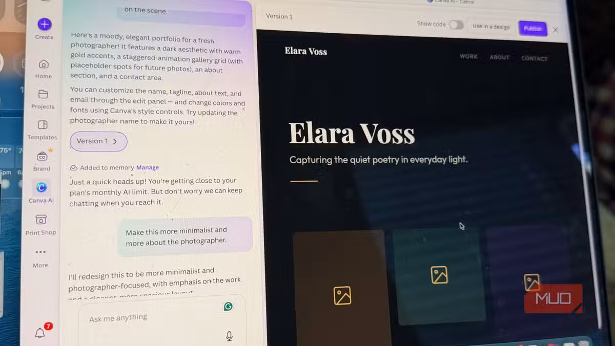 Canva's interface delivers polished visuals fast but keeps your work inside its ecosystem.