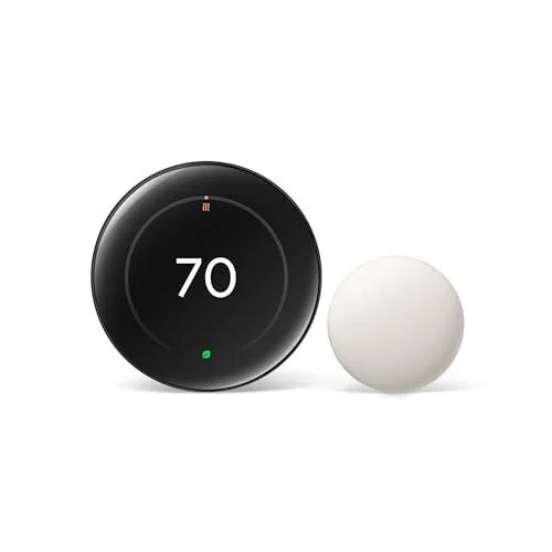 Google Nest 4th Gen Learning Thermostat With Temperature Sensor (Polished Obsidian)