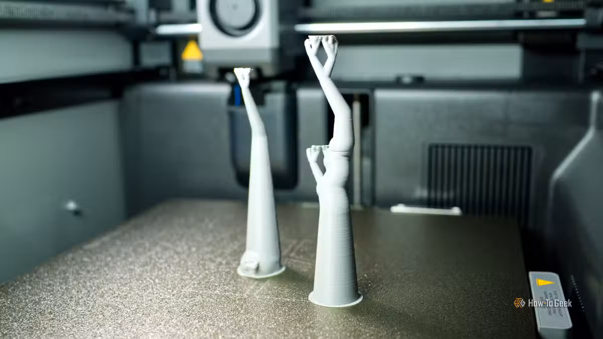 Tree supports inside a Bambu Lab P2S printer, showing the organic branching structure.