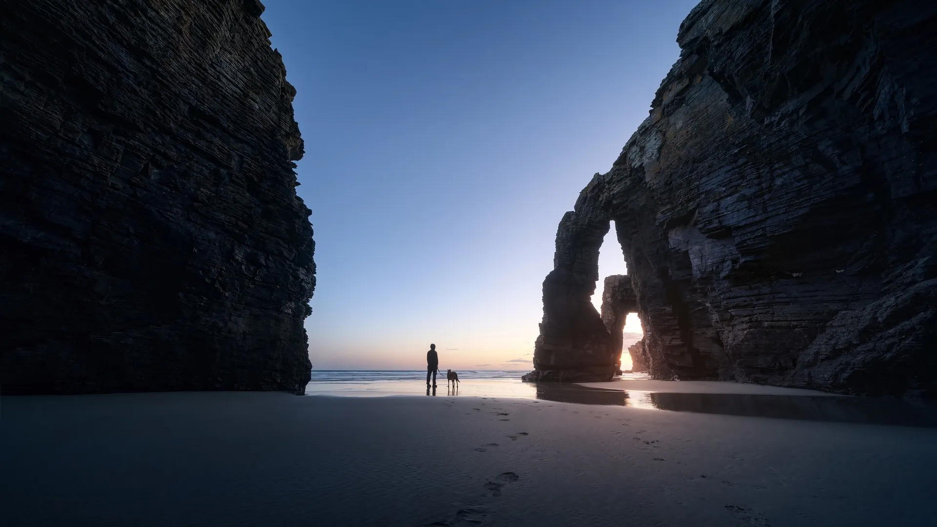 Playa de las Catedrales in Galicia, one of Spain's most dramatic coastal formations for eclipse viewing