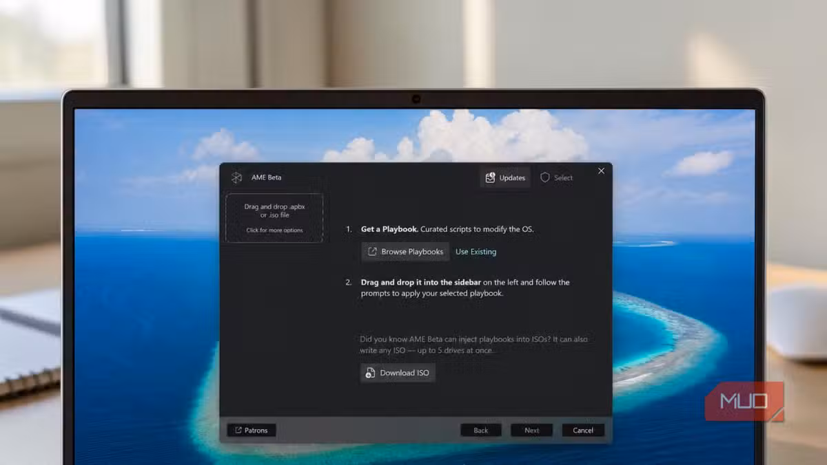The AME Wizard interface for applying Playbook configurations to Windows 11